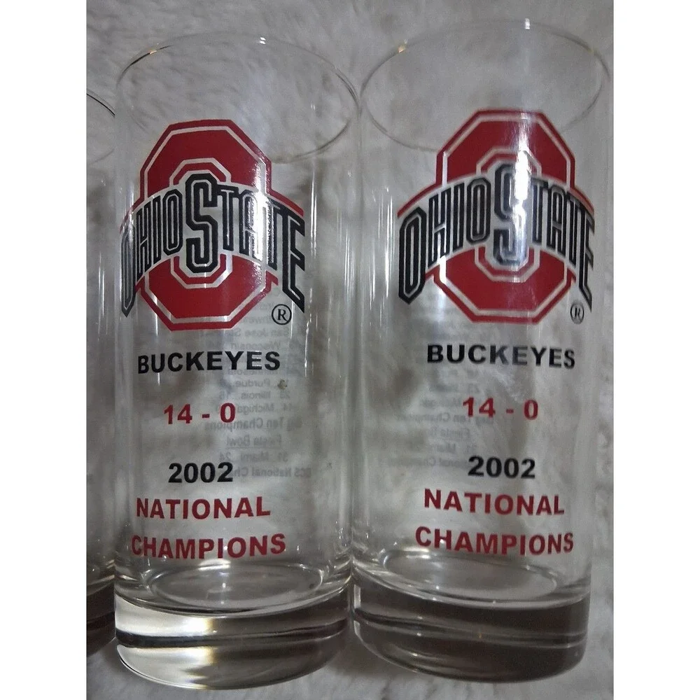 Ohio State Buckeyes 2002 National Champions Drinking Glasses Set of 3
